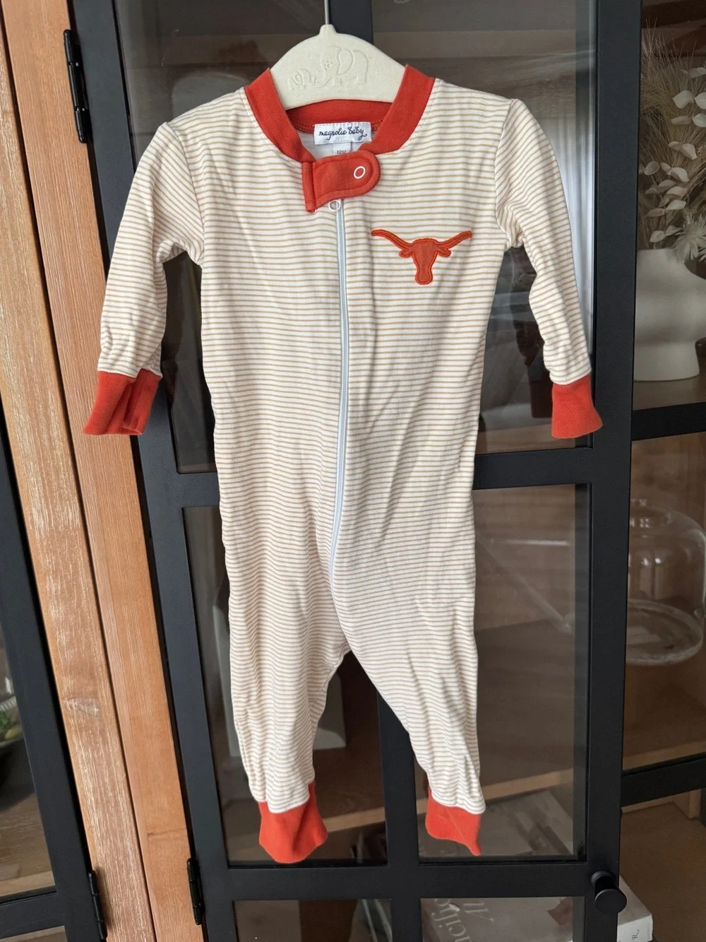 Texas Longhorns pima coverall baby UT Austin striped playsuit onesie zippy